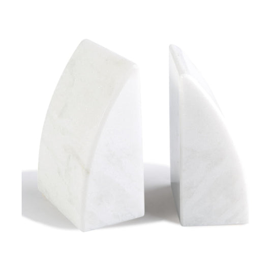 Marble Bookends / Large Bookends for Heavy Books / Sail-white