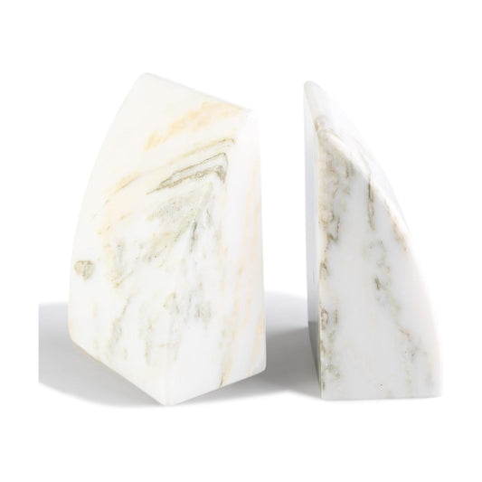 Marble Bookends / Large Bookends for Heavy Books / Sail-oriental Calacatta / Natural