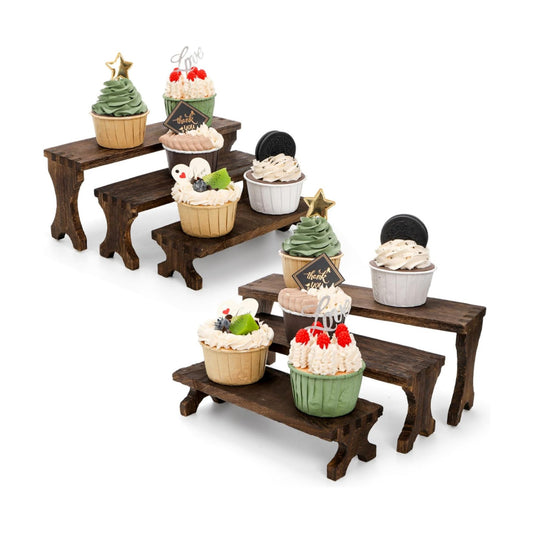 Wood Risers Display Stands / Set of 6