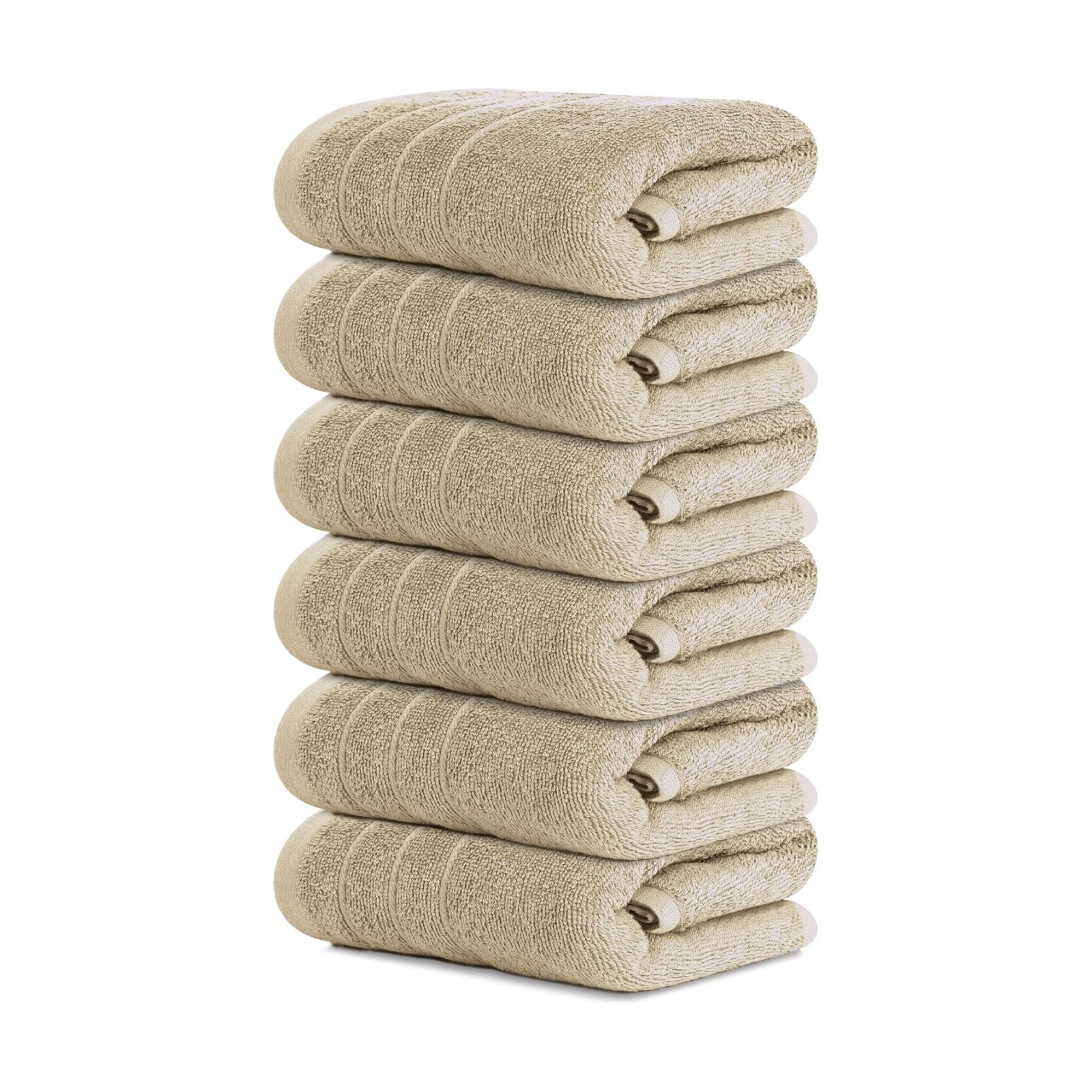 6 Piece Hand Towels Set 16 x 28 Inches, Beige | 100% Cotton, Lighter Weight, Quick to Dry, 16 x 28 Inches, Super Soft &