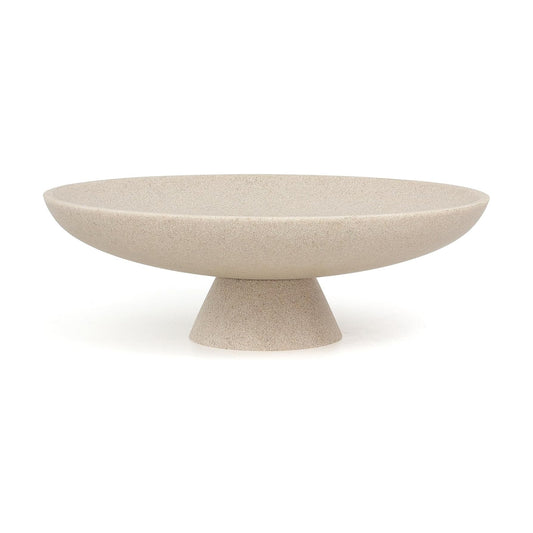 Modern Resin Pedestal Decorative Bowl / Beige