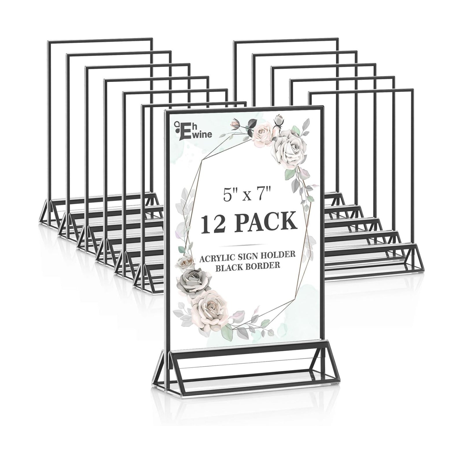 Acrylic Sign Holder / 5 x 7 / Black Inch / Set of 12