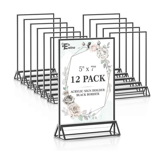 Acrylic Sign Holder / 5 x 7 / Black Inch / Set of 12
