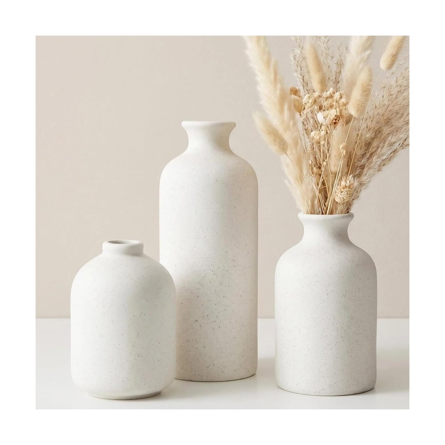 Small Ceramic Vase / White / Set of 3