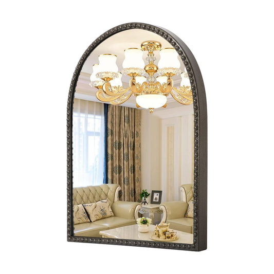 Metal Beaded Frame Decor Mirror for Vanity Accent / 30"L x 20"W / Brass / 30 x 20