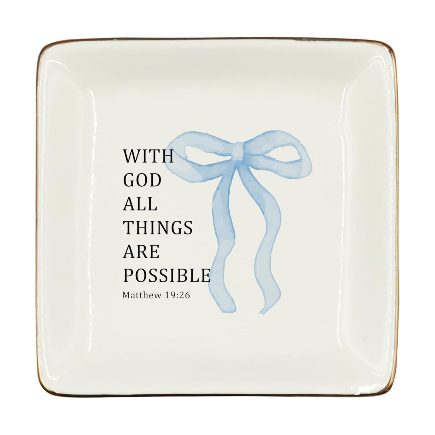 Christian Coquette Blue Bow Ceramic Jewelry Tray Dish / Blue 1