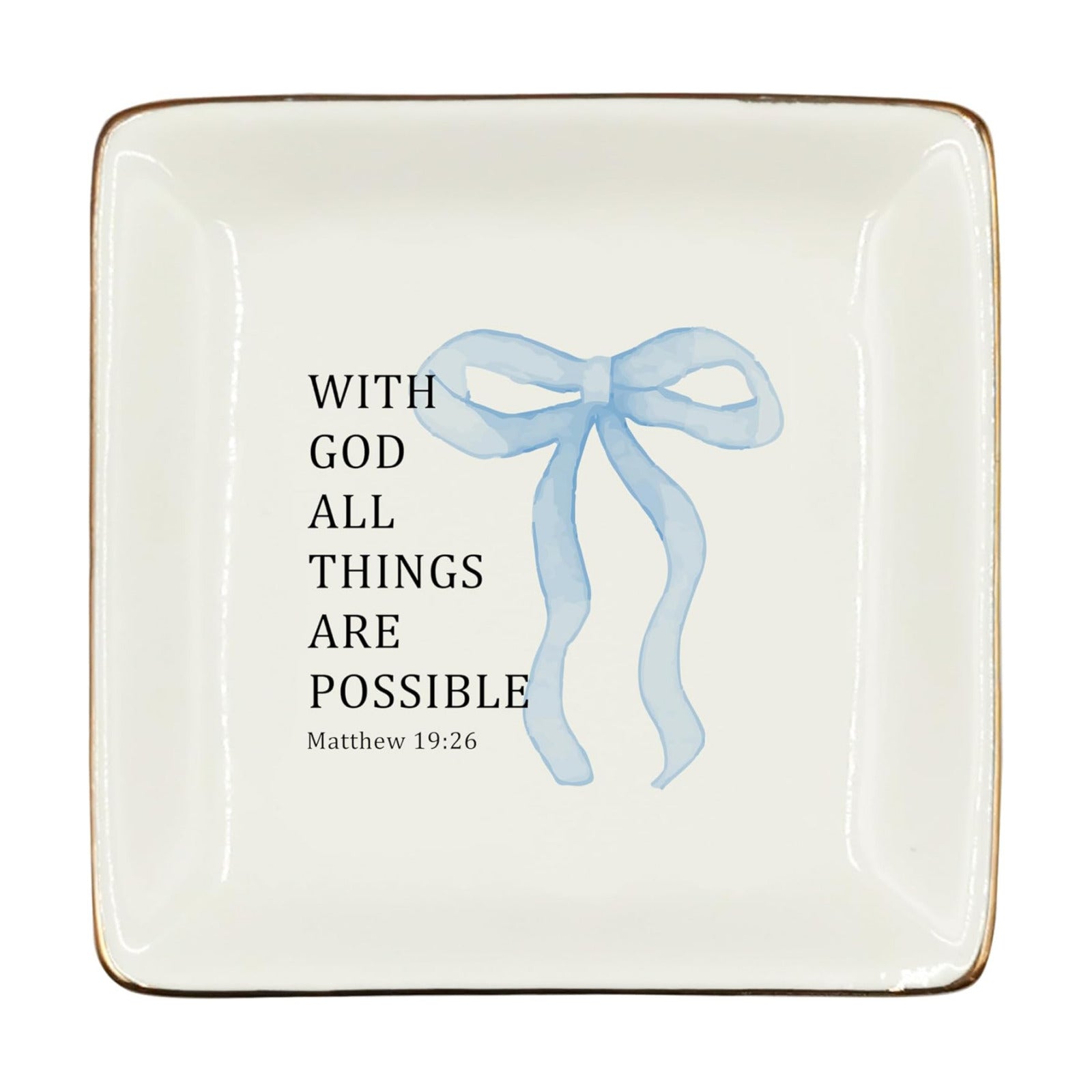 Christian Coquette Blue Bow Ceramic Jewelry Tray Dish / Blue 1