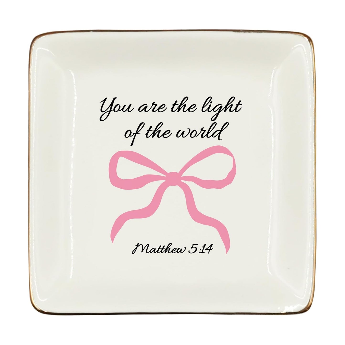 Christian Coquette Bow Ceramic Jewelry Tray Dish / Pink 2