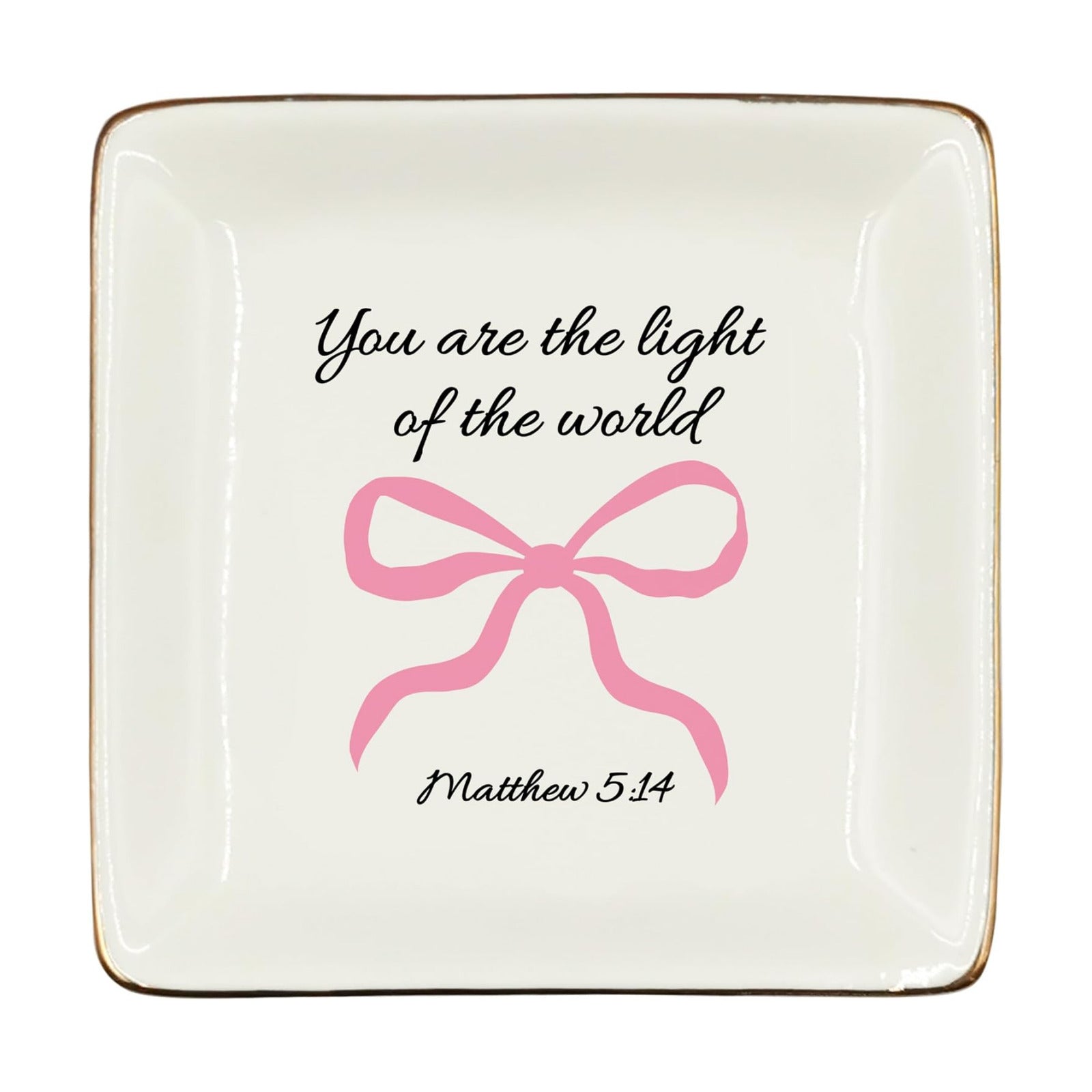 Christian Coquette Bow Ceramic Jewelry Tray Dish / Pink 2