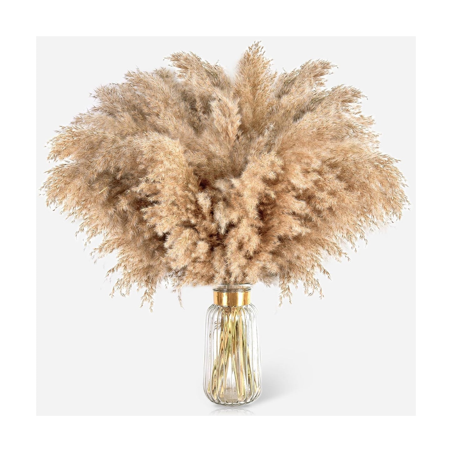 Short Fluffy Pampas Grass Bulk for Small Boho / 17inch -brown / Set of 22