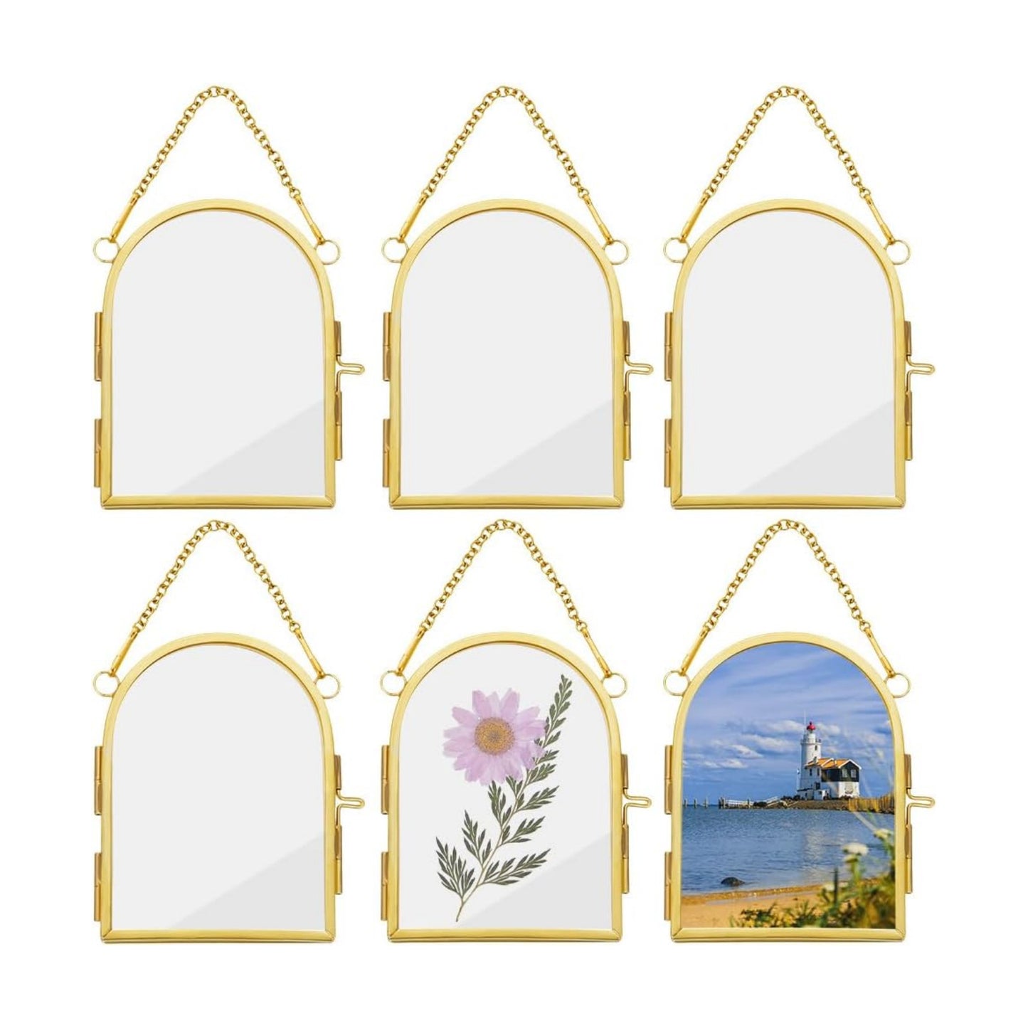 Wall Hanging Mini Photo Frames Double Glass Picture Frame / 2.3 x 3.3 / Set of 6