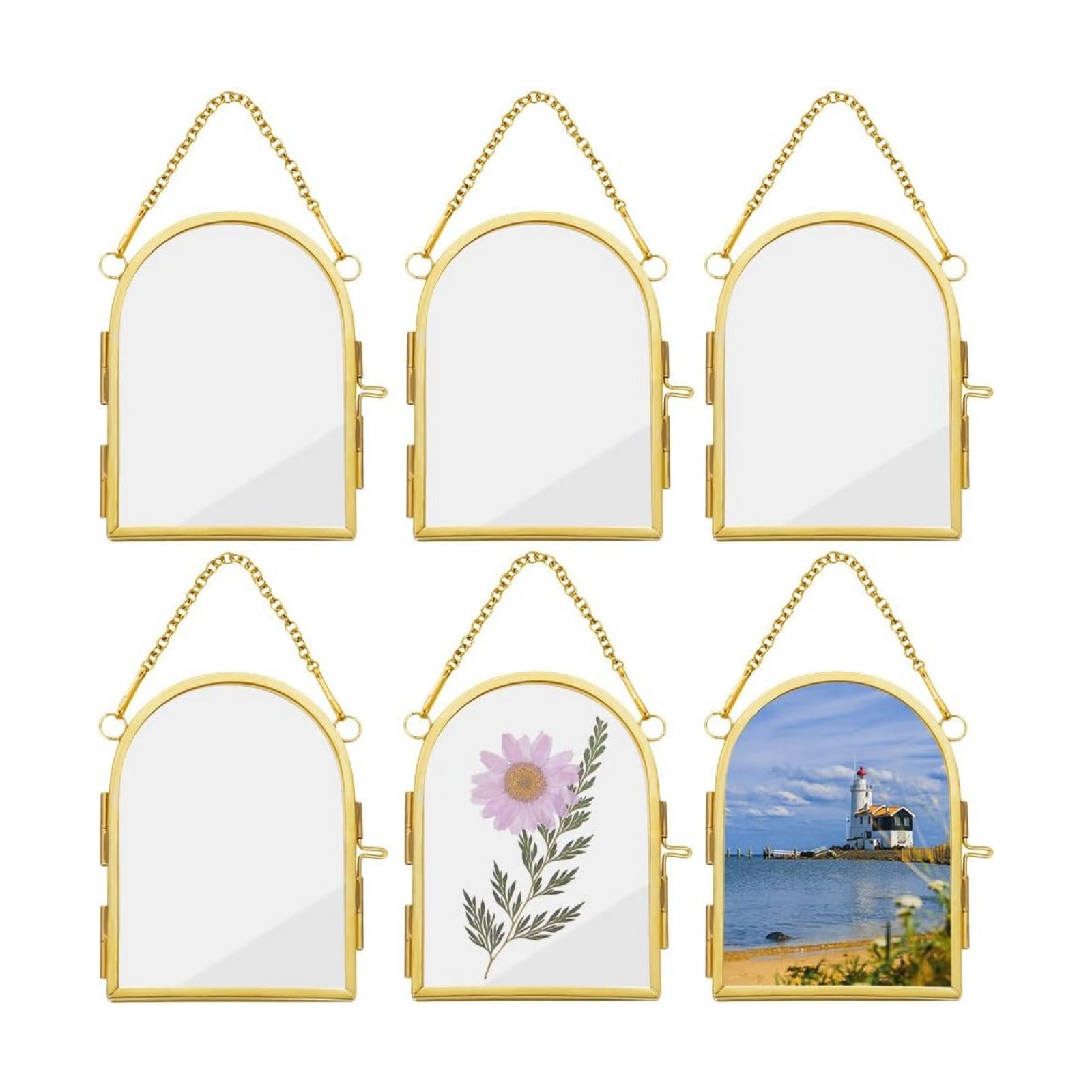 Wall Hanging Mini Photo Frames Double Glass Picture Frame / 2.3 x 3.3 / Set of 6