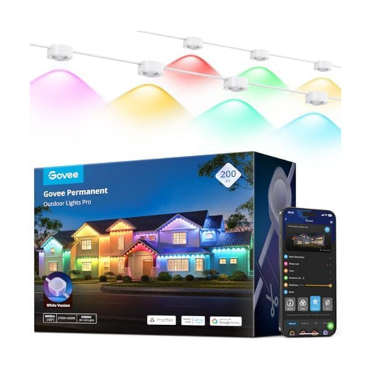 Govee Permanent Outdoor Lights Pro, 200ft with 120 RGBIC LED Lights, White