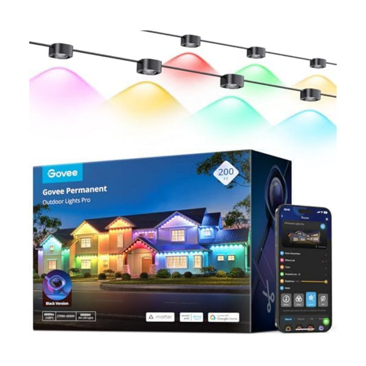 Govee Permanent Outdoor Lights Pro, 200ft with 120 RGBIC LED Lights, Black