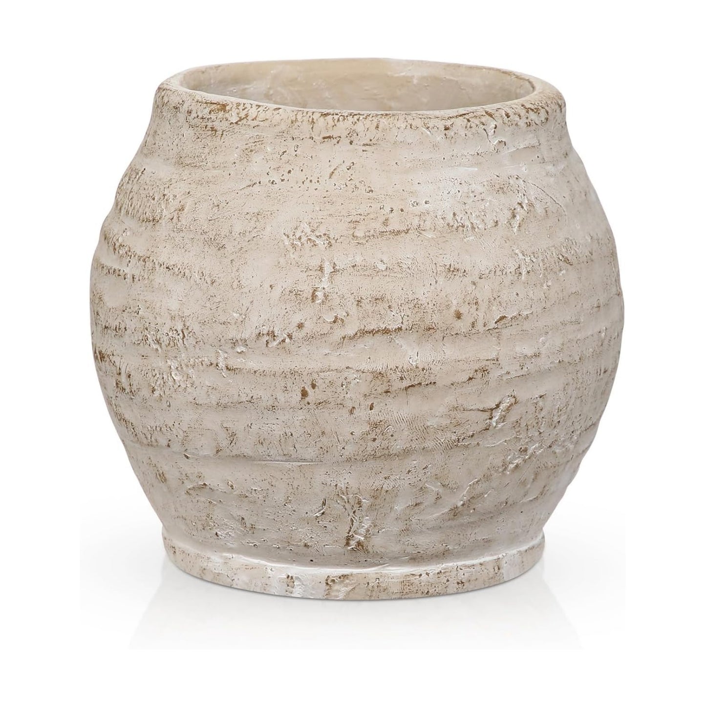 Rustic Vintage Ceramic Pottery Vase / 5.1'' Cream White