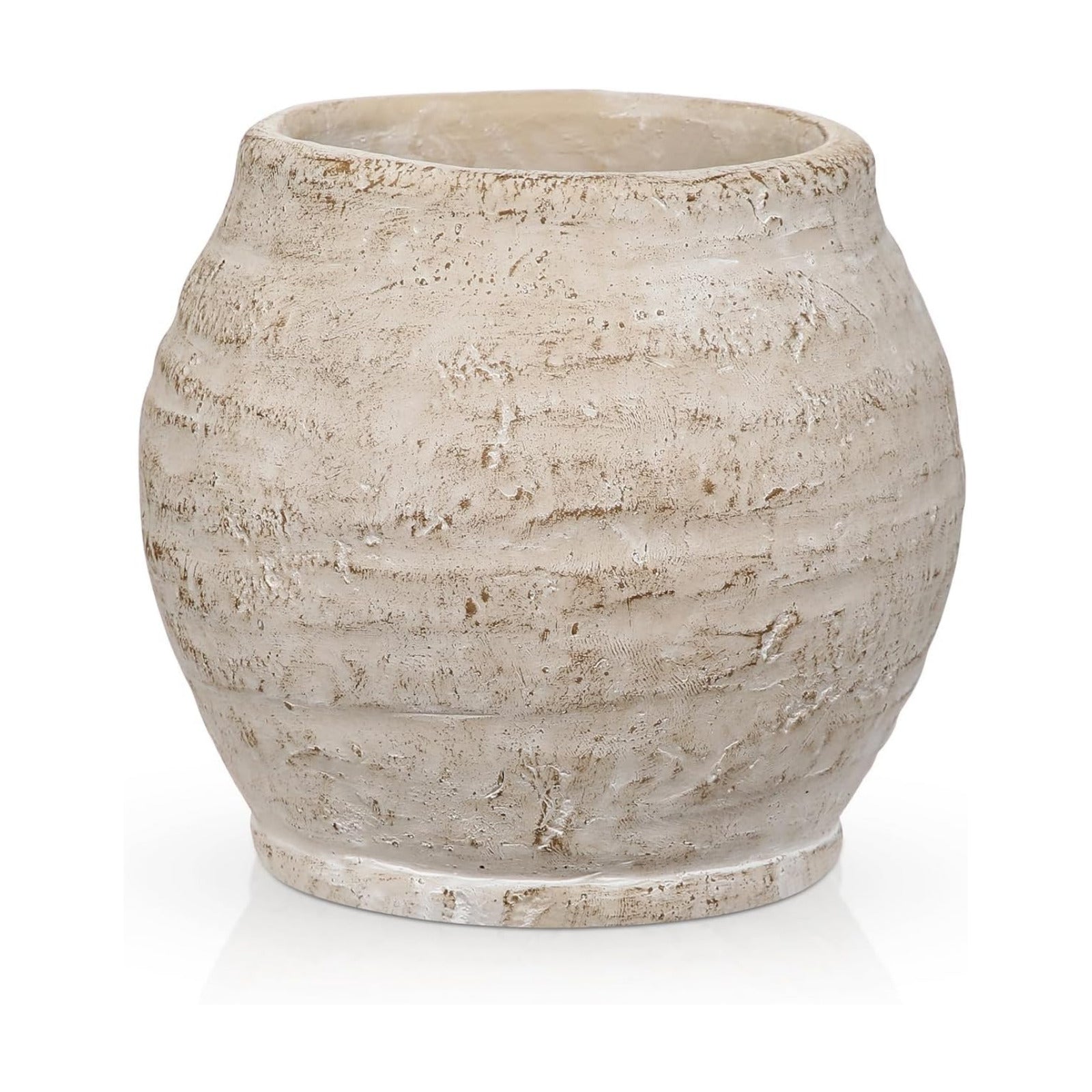 Rustic Vintage Ceramic Pottery Vase / 5.1'' Cream White