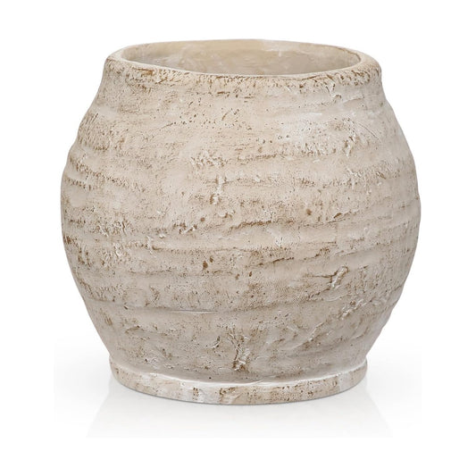 Rustic Vintage Ceramic Pottery Vase / 5.1'' Cream White