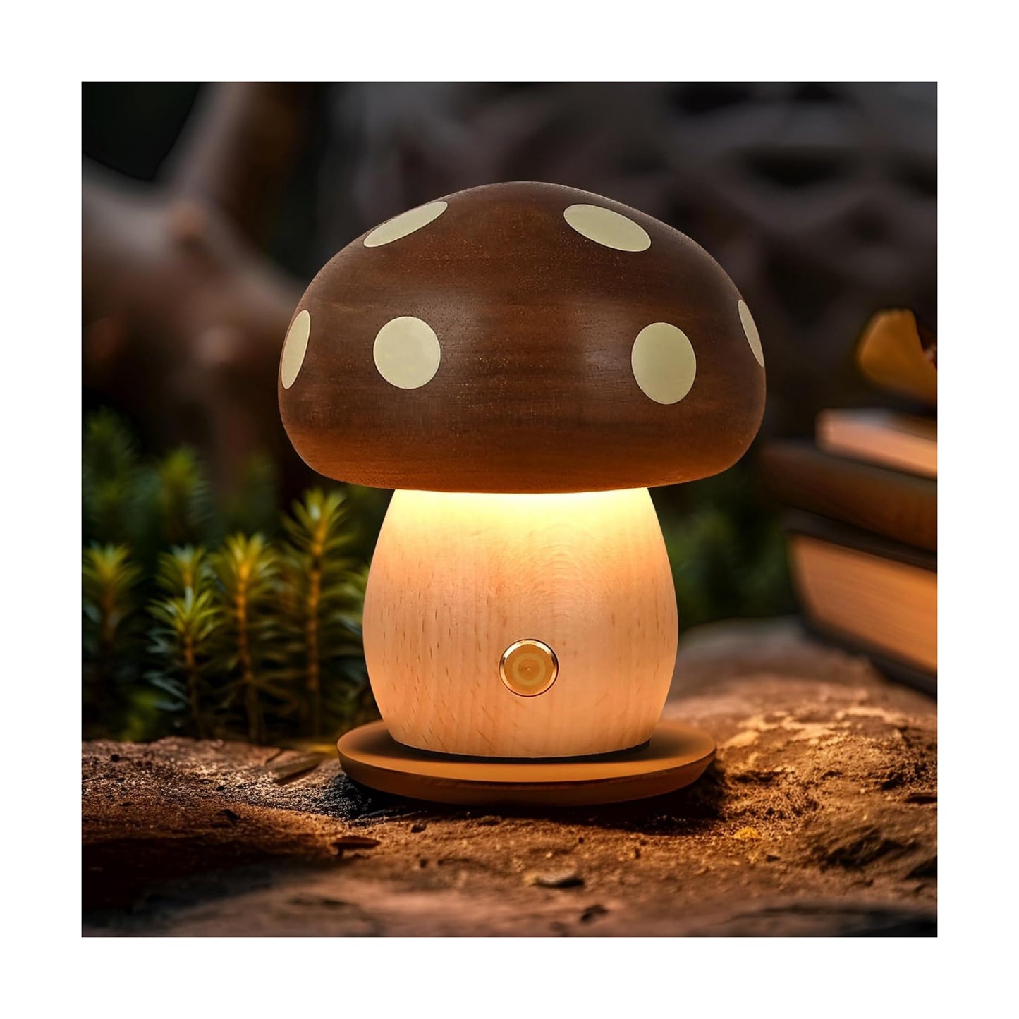 Wooden Mushroom Lamp / Bronze