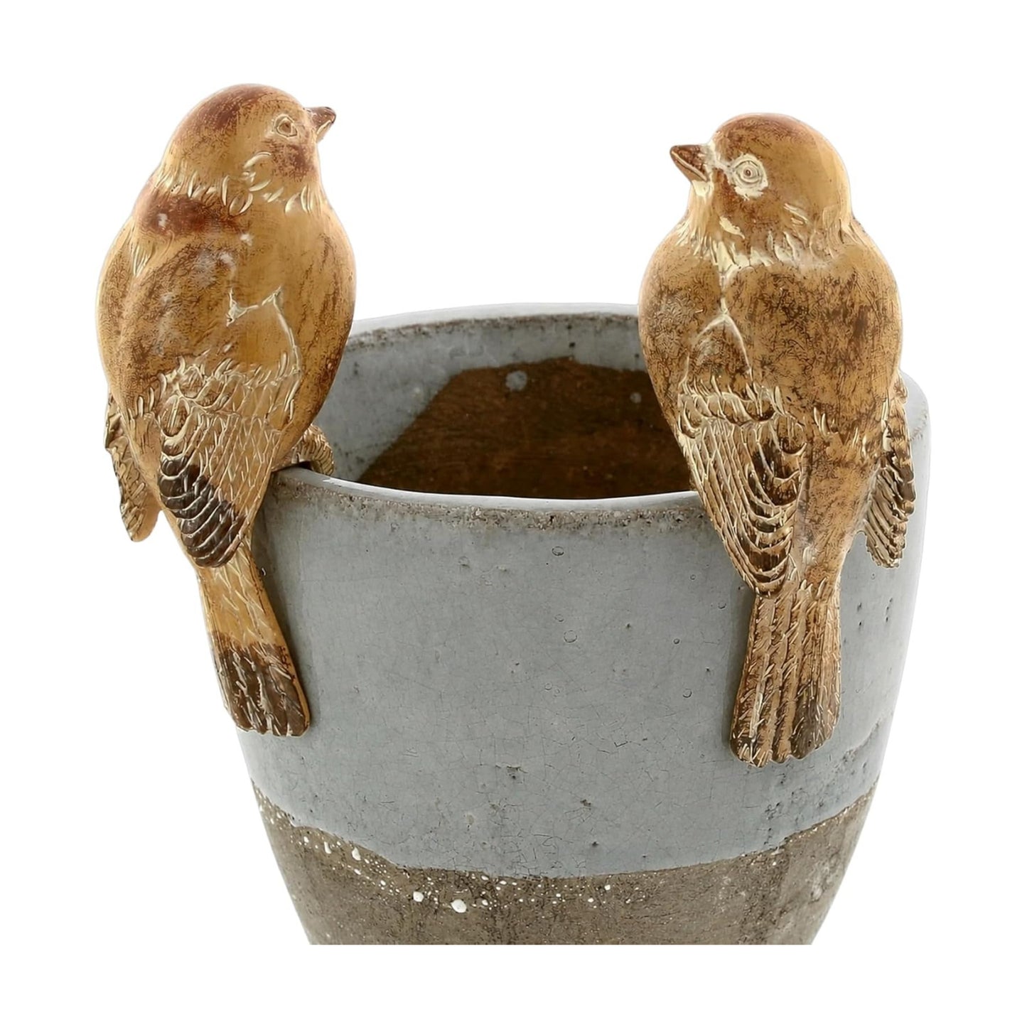 Hand-Painted Rustic Sitting Pot Hanger Birds Set