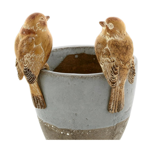 Hand-Painted Rustic Sitting Pot Hanger Birds Set