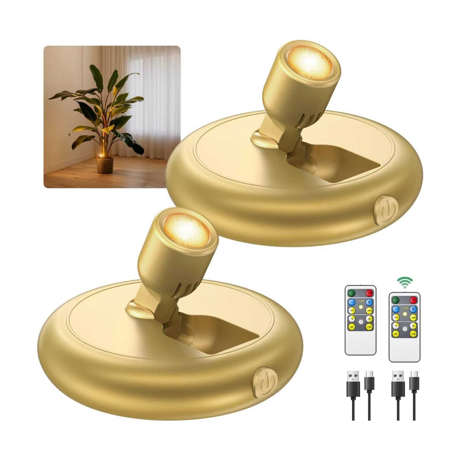 Rechargeable Battery LED Spotlight Indoor: Wireless Mini Art Accent Spot Lights with Timer Remote - Small Dimmable