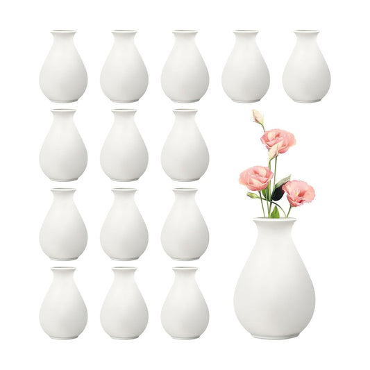 Ceramic Bud Vases Bulk / White / 3.9 Inch / Set of 15