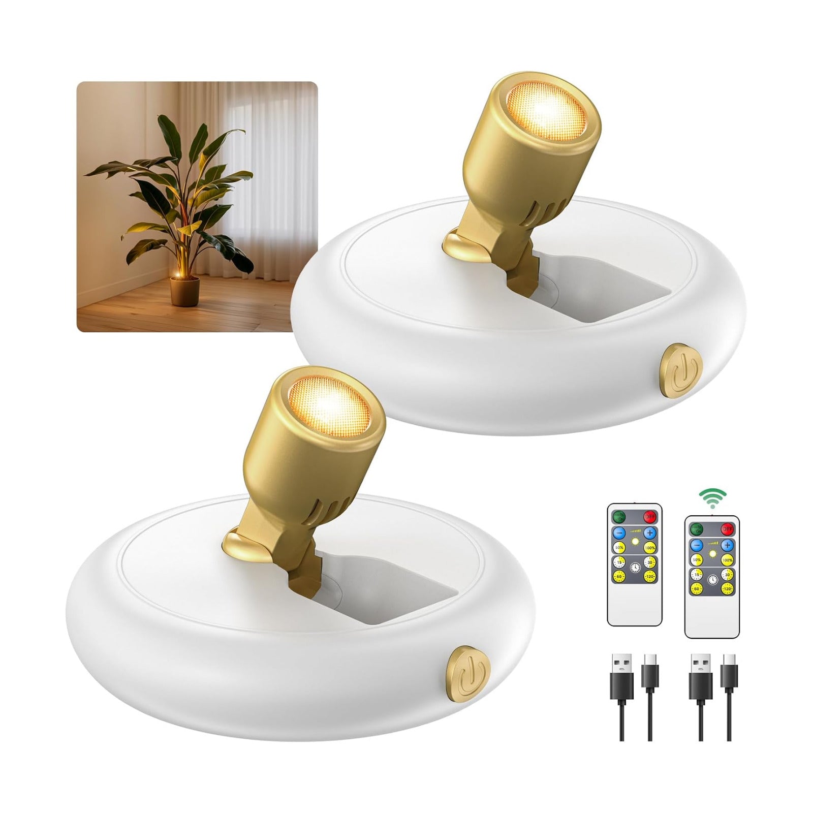 Rechargeable Battery LED Spotlight Indoor: Wireless Mini Art Accent Spot Lights with Timer Remote - Small Dimmable