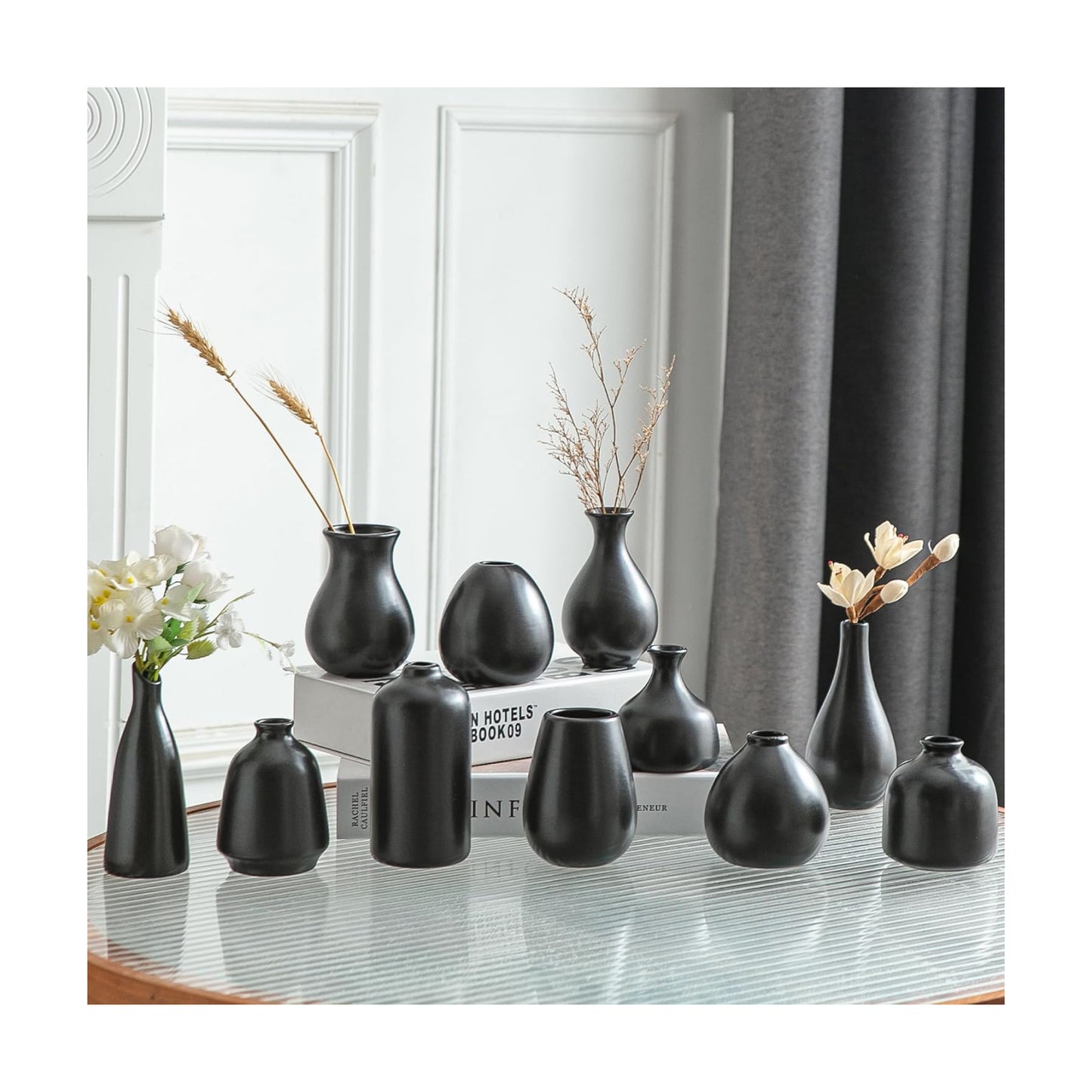 Small Ceramic Vase / Black / Set of 11