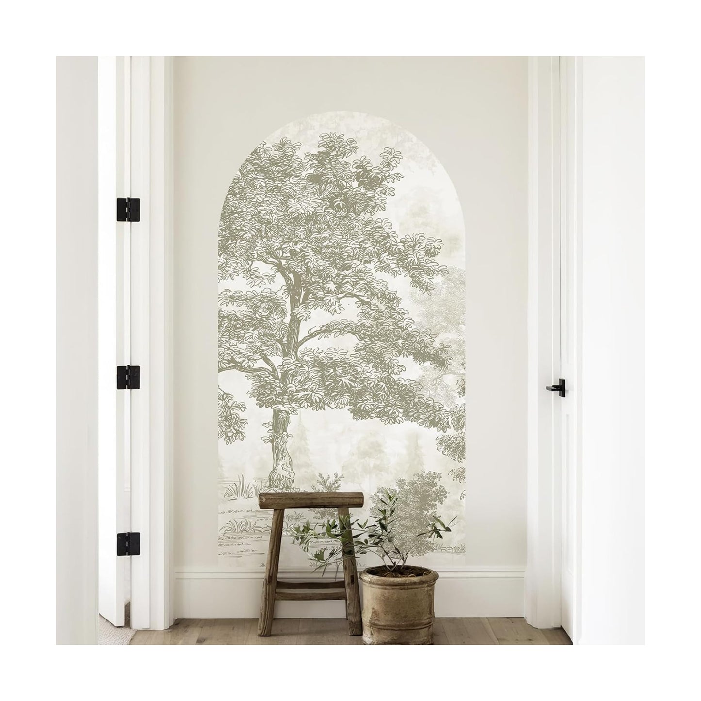 Vintage Forest Arch Wall Decal " Peel and Stick Canvas Waterproof Self-Adhesive Removable / 31 x 59