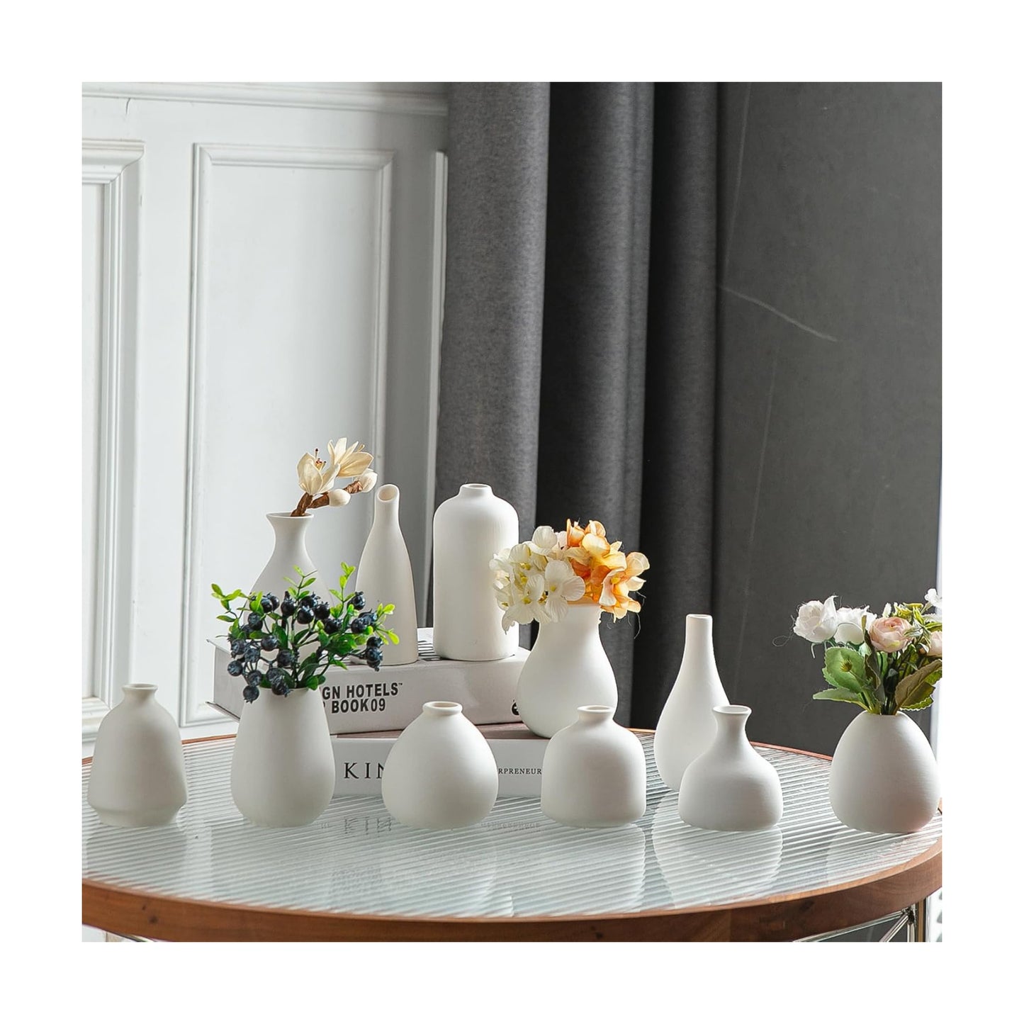 Small Ceramic Vase / White / Set of 11