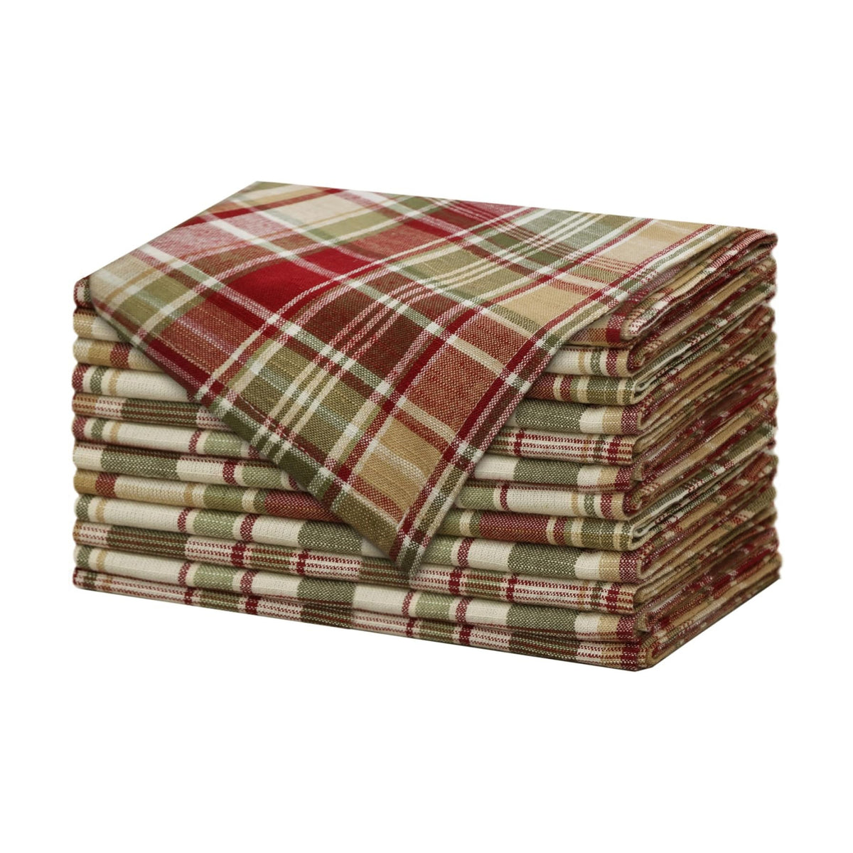 COTTON CRAFT Harvest Plaid Cloth Napkin - 12 Pack 100% Cotton Dinner Napkin