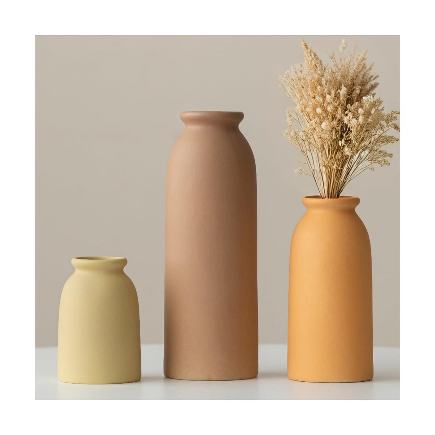 Ceramic Vase Set-3 / Brown Mix