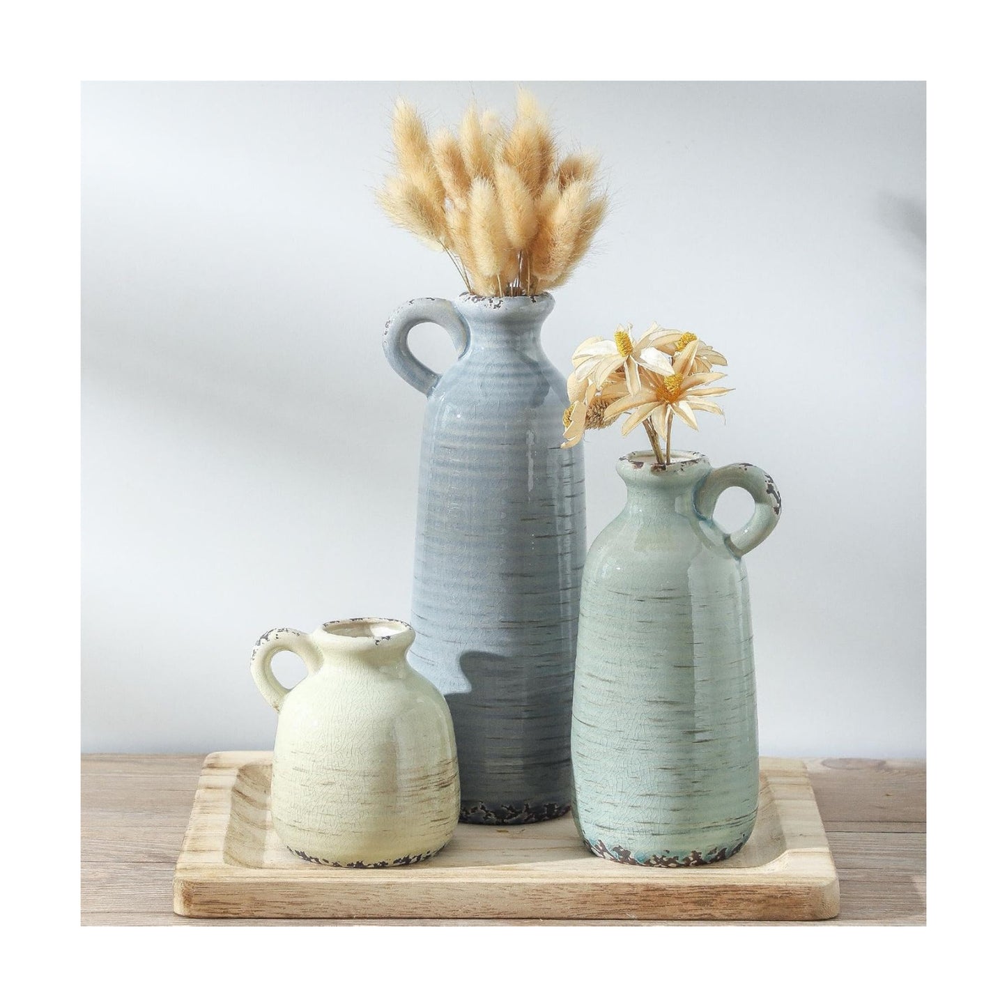 Ceramic Vase / 010 Vase Set with Handle - Multicolor / Set of 3