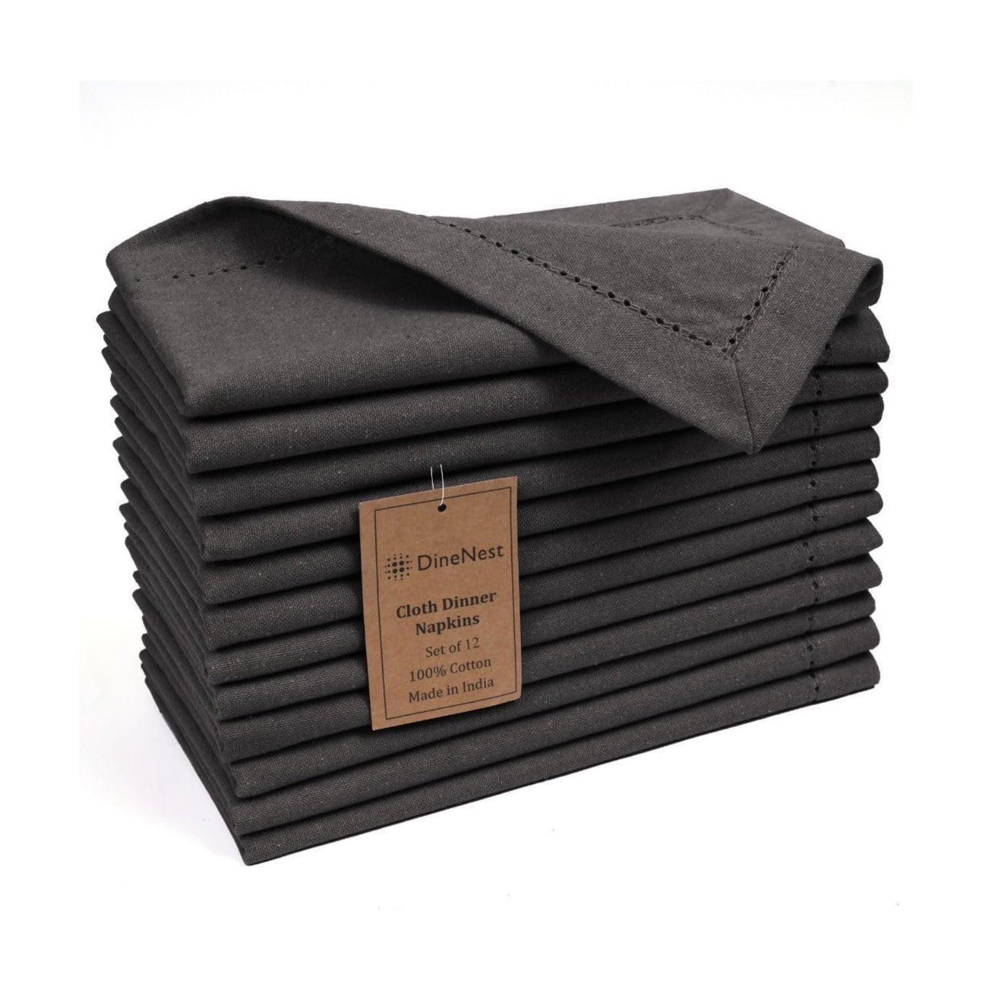 Hemstitch Cloth Dinner Napkins 100% Cotton Set of 12 - for Dining Special Occasions Weddings Parties Holidays Easter