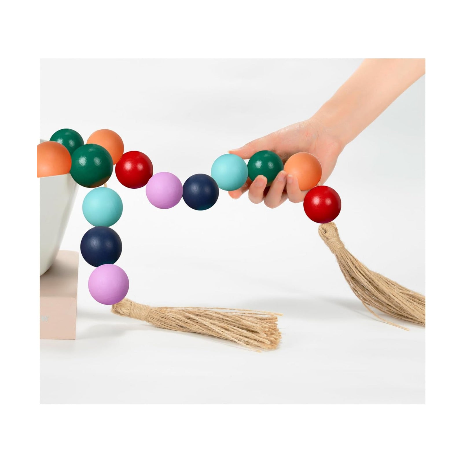 Extra Large Wood Bead Garland Colorful / 8 Colorful / 41 Inches