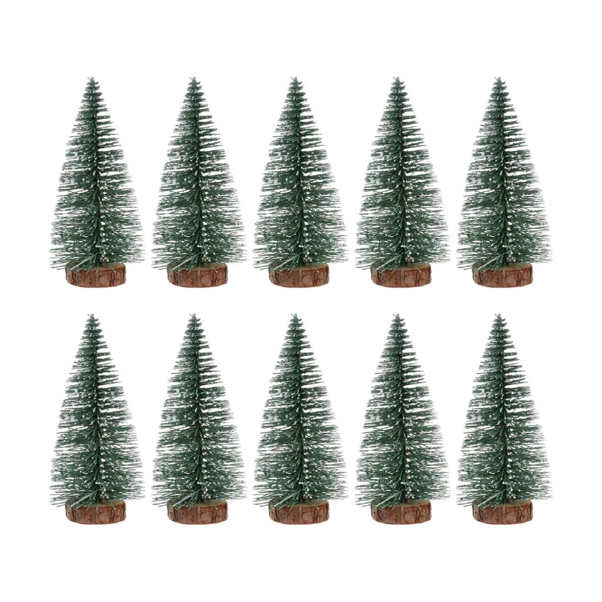 DECHOUS Mini Christmas Tree 4 Inch Snow Frost Miniature Christmas Bottle Brush Trees with Wooden Base for Xmas Decoration Holiday Party Home Table