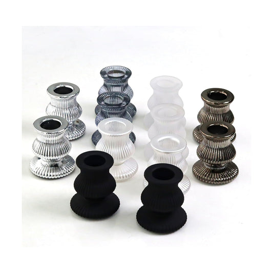 WDHODEC Black White Candlestick Holders 12PCS Glass Taper Candle Holders for Table Centerpiece Colorful Candle Sticks for Wedding, Party and Festival Decoration