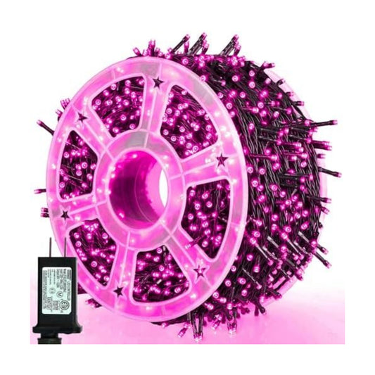 164 FT 500 LED Pink String Lights, Plug in Fairy Lights with 8 Modes, Waterproof Twinkle Light for Bedroom, Christmas Tree, Valentine's Day, Wedding Party, Halloween Decor