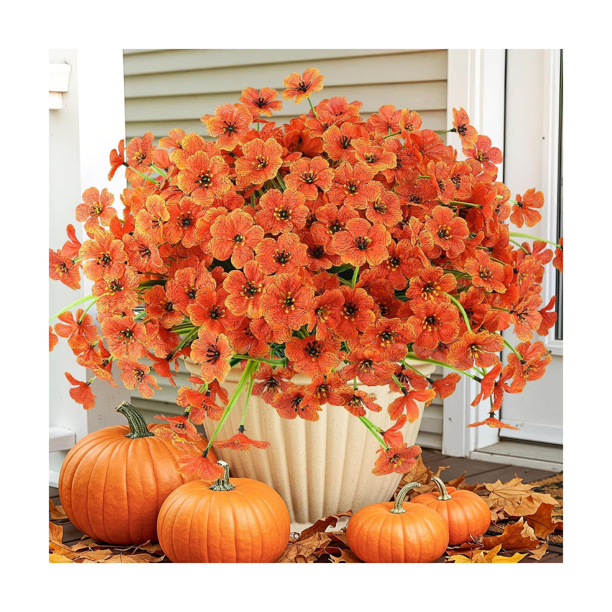 12 Bundles Artificial Mums for Outdoors Decor, UV Resistant Fall Flowers