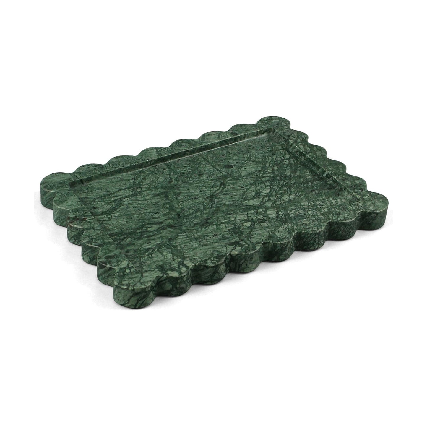 Scalloped Vanity Decorative Tray / Green