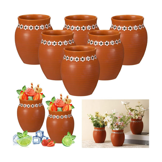 16oz Cantaritos De Barro Mexicanos Terracotta Vases Sets Mexican Ceramic Vases / Set of 6
