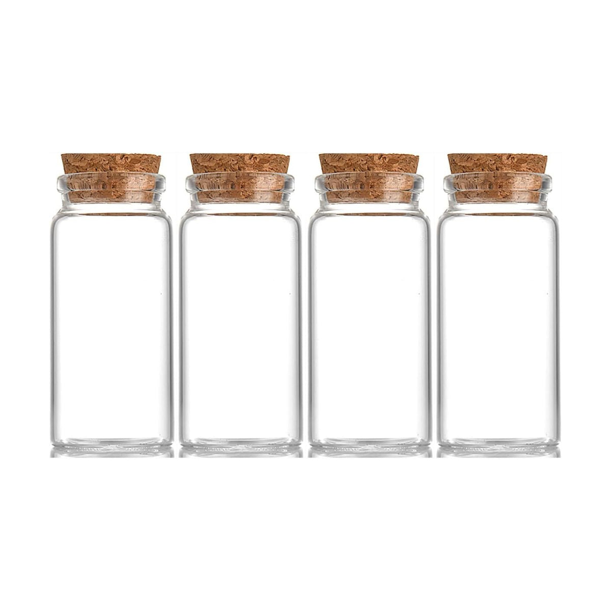 4 pcs 60ml Small Glass Bottles with Cork Stopper,Decorative Bottle,Vials Jars,Cute Storage Jar,Wishing Bottle 37x80mm(1.46x3.15inch)