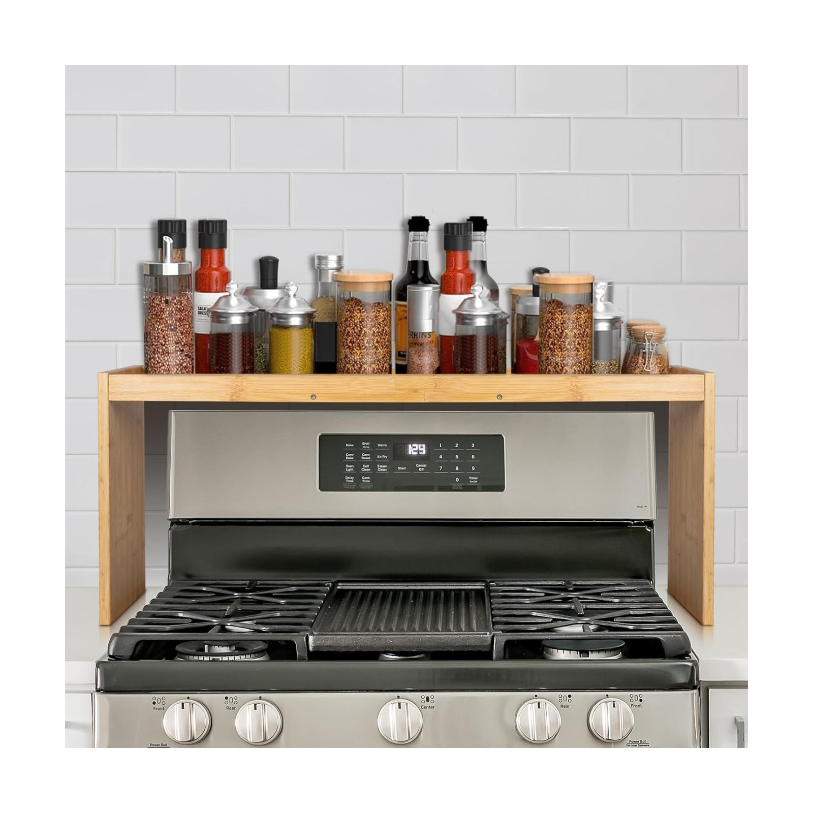 Over the Stove Spice Shelf for Kitchen,33" Over Stove Spice Rack Organizer | Stove Top Shelf, Stove Shelf for Back of