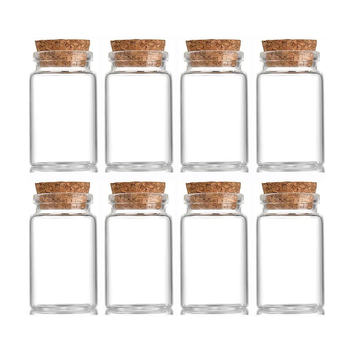 8 pcs 45ml Small Glass Bottles with Cork Stopper,Spice Vials Jars,Cute Storage Jar,Wishing Bottle 37x60mm(1.46x2.36inch)