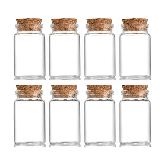 8 pcs 45ml Small Glass Bottles with Cork Stopper,Spice Vials Jars,Cute Storage Jar,Wishing Bottle 37x60mm(1.46x2.36inch)