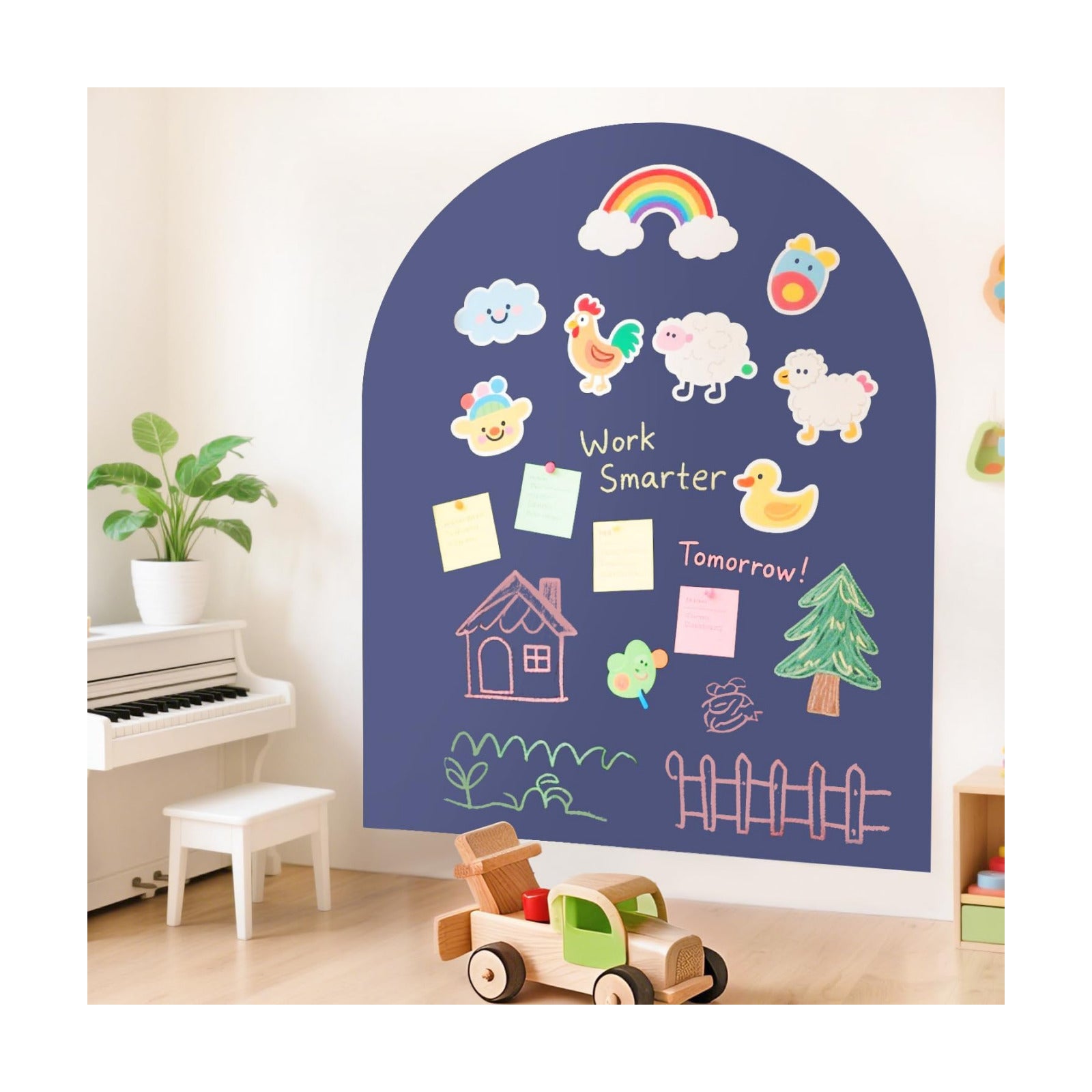 Arch Magnetic Wall Decal for Kids Magnetic Chalk Board Sticker Magnet / 40 x 32 / Dusty Blue
