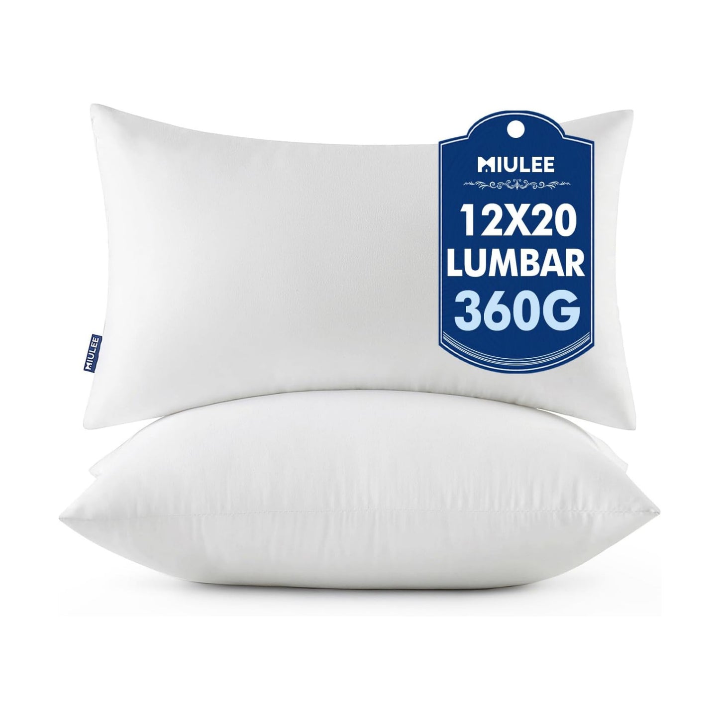 MIULEE 12x20 Throw Pillows Inserts 2 Pack, Decorative Pillows for Couch Bed