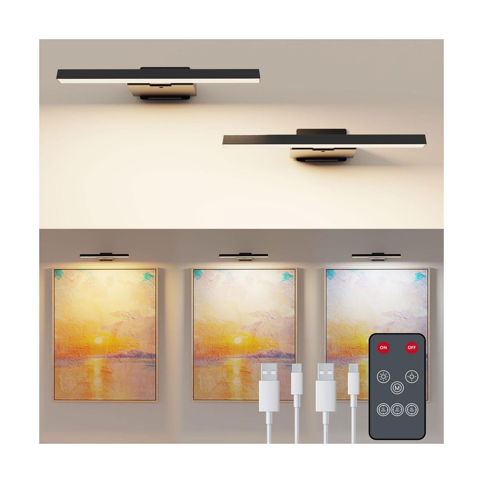 Koopala LED Picture Lights Set of 2, Cordless Painting Lamps with 6000mAH | Rechargeable Battery Powered, CRI≥95, 5
