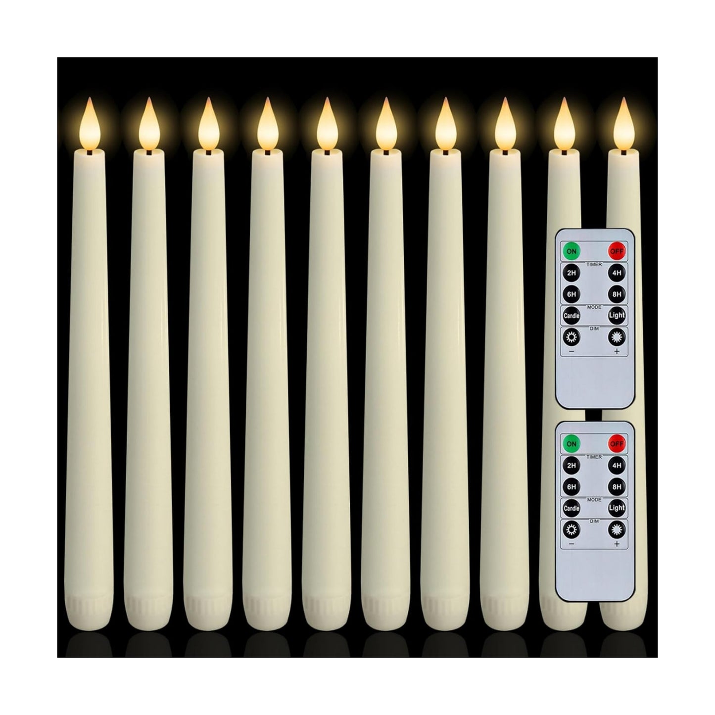 Homemory 12 Pcs Waxy Flameless Taper Candles with Remote, Led Flameless Candlesticks Classic Tall Candle, Flickering