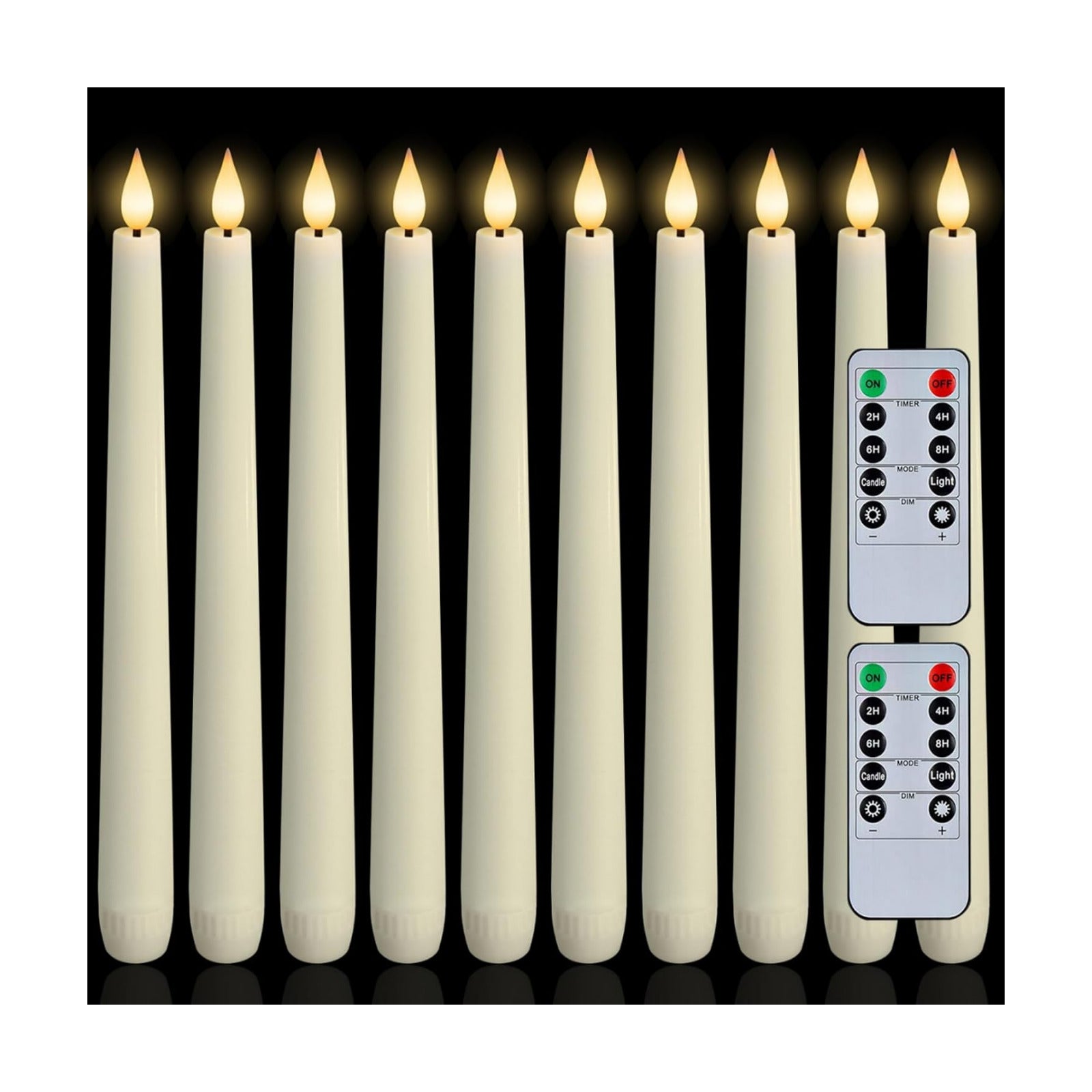Homemory 12 Pcs Waxy Flameless Taper Candles with Remote, Led Flameless Candlesticks Classic Tall Candle, Flickering